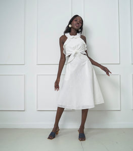 Fierro Cutout Halter Dress (White)