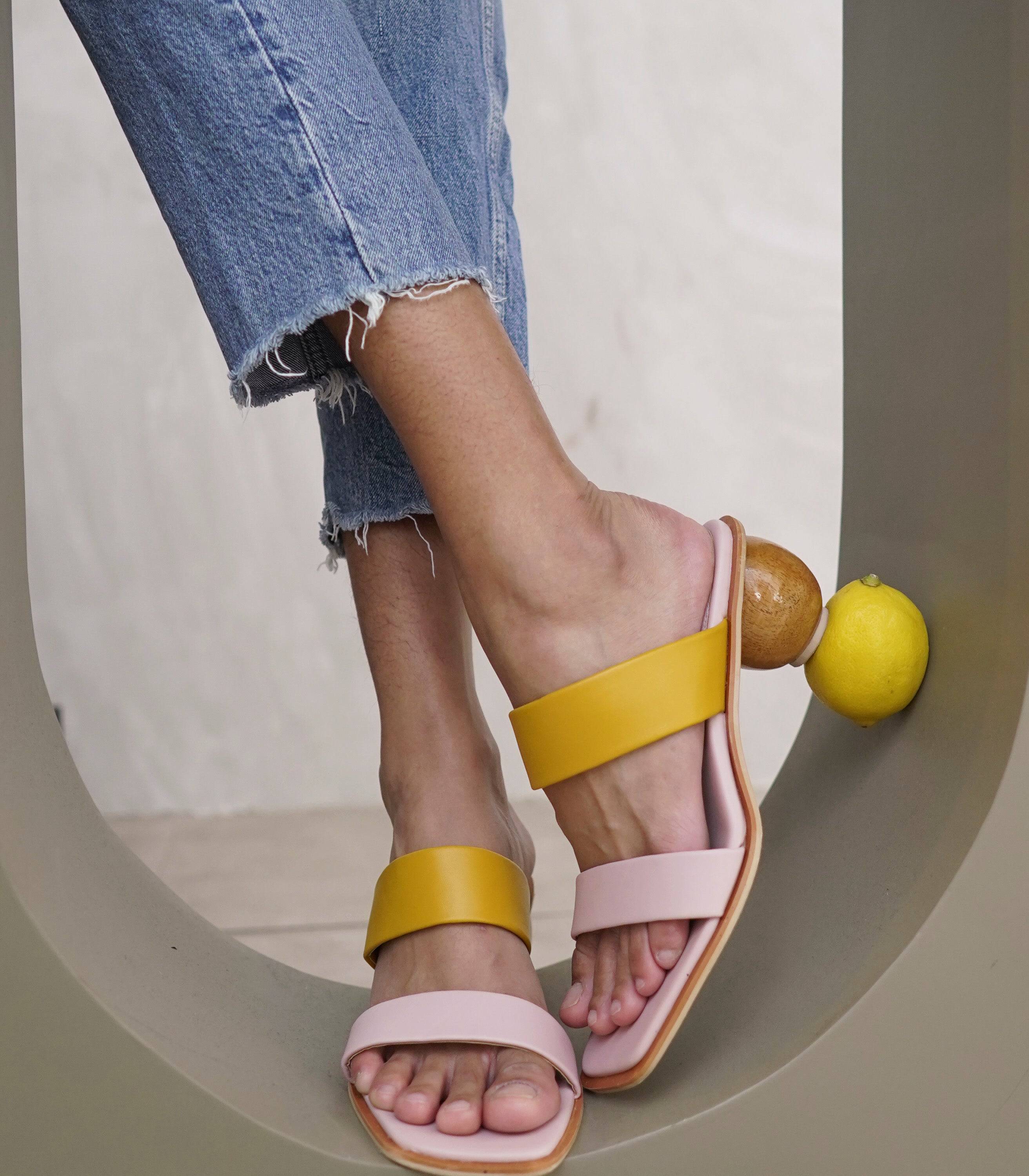 Fruta Strappy Sandal with Wooden Ball Heel